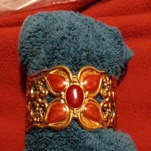 Avon Gold Bracelet with Red Accents
